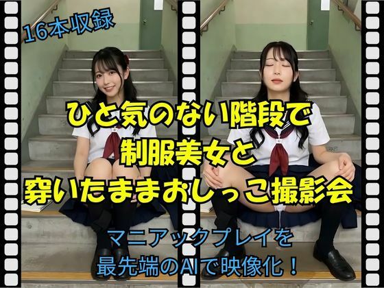 ひと気のない階段で制服美女と穿いたままおしっこ撮影会(Pochi-Pochi) [d_785471]