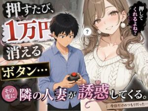 押すたび1万円消えるボタン…その度に隣の人妻がエロく体を擦りつけて誘惑してくる(かわいいラボ) [d_790292]