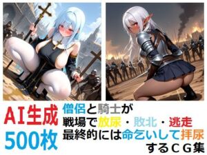 僧侶と騎士が戦場で放尿・敗北・逃走・最終的には命乞いして拝尿するCG集(YOG) [d_790510]