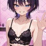 短髪紫髪の彼女と過ごす浴室サービス 〜ランジェリーから泡風呂、ベッドまで〜【R-18 AI CG集】(NT) [d_796286]