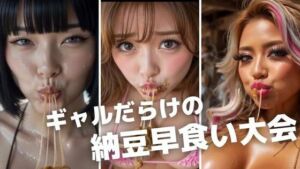 ギャルだらけの納豆早食い大会〜ネバネバ糸引き口元鑑賞＆シャワー室盗撮おまけ付き〜(kaz25) [d_796507]