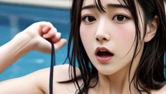 水着ではしゃぐ美女ポロリ(aiお姉さん) [d_800440]