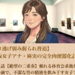 【ひき逃げ弱み握られ脅迫】看板女子アナ・麻実の完全肉便器化計画  第二話  【絶望の二重奏】頼れる体育会系後輩の目の前で、不潔な男の精液を飲み干す女子アナ(青いらいおん) [d_806057]