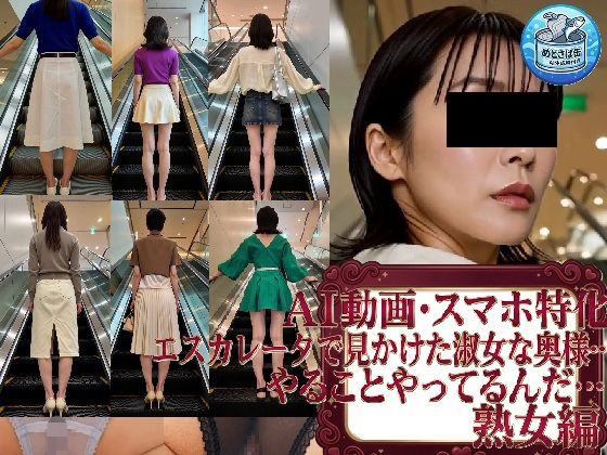 ［AI動画・スマホ特化］ エスカレータで見かけた淑女な奥様…やることやってるんだ…熟女編(めとさば缶詰め) [d_810940]