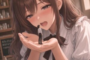 甘々お姉さん店員の特別サービス ―極小客の丸呑み消化―(シュリンカーラボ) [d_811195]